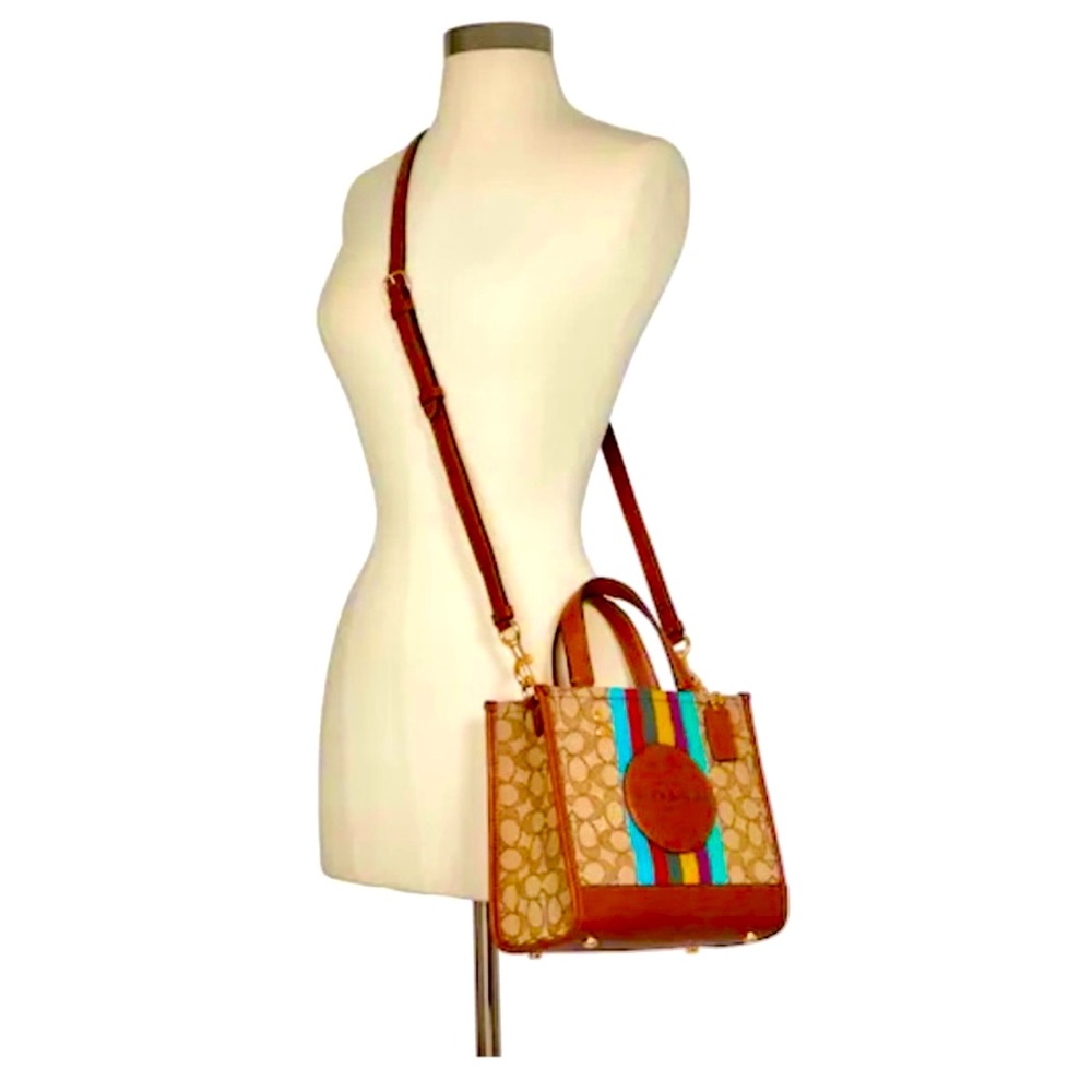 Coach Dempsey Tote Bag 22 In Signature Jacquard With Coach Patch And Stripe